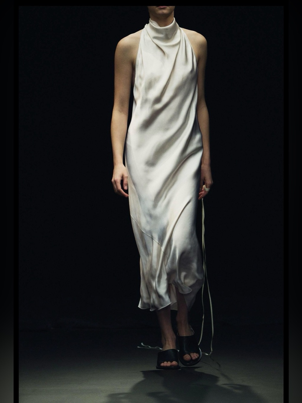 ZARA ZW COLLECTION HALTER MIDI DRESS W FLARED HEM.